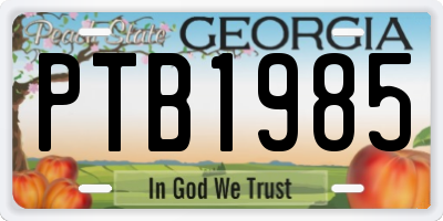 GA license plate PTB1985