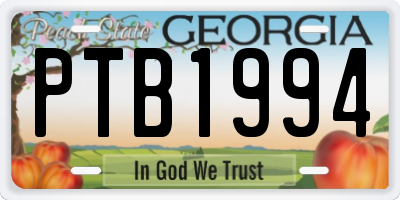 GA license plate PTB1994