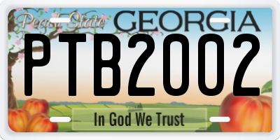 GA license plate PTB2002