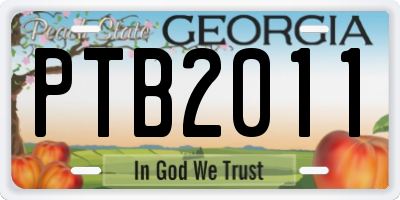 GA license plate PTB2011