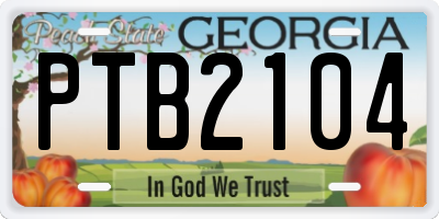 GA license plate PTB2104