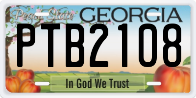 GA license plate PTB2108