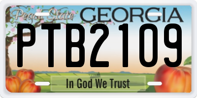 GA license plate PTB2109
