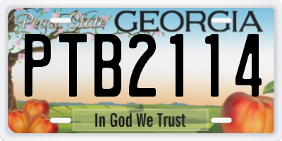 GA license plate PTB2114