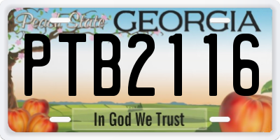 GA license plate PTB2116