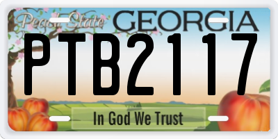 GA license plate PTB2117
