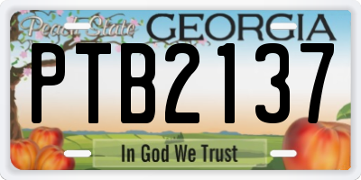 GA license plate PTB2137