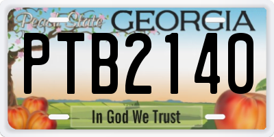 GA license plate PTB2140