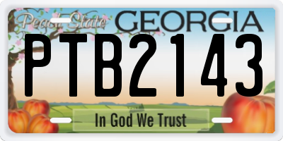 GA license plate PTB2143