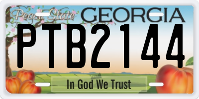 GA license plate PTB2144