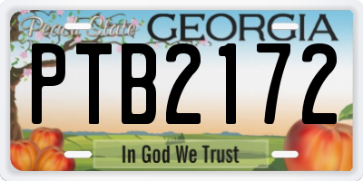 GA license plate PTB2172