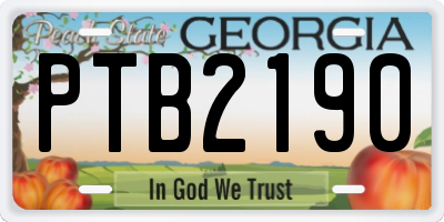 GA license plate PTB2190