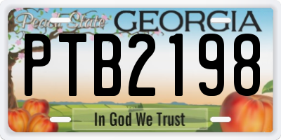 GA license plate PTB2198