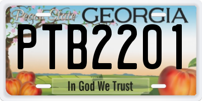 GA license plate PTB2201