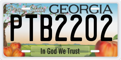 GA license plate PTB2202