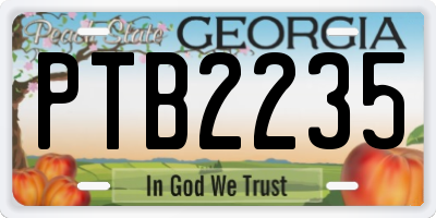 GA license plate PTB2235