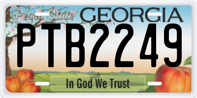 GA license plate PTB2249