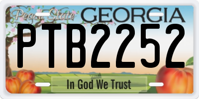 GA license plate PTB2252