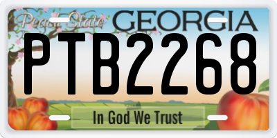 GA license plate PTB2268