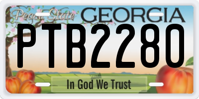 GA license plate PTB2280