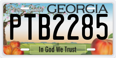 GA license plate PTB2285