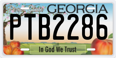 GA license plate PTB2286