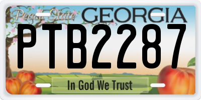 GA license plate PTB2287