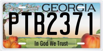 GA license plate PTB2371