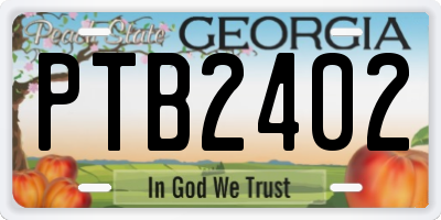 GA license plate PTB2402