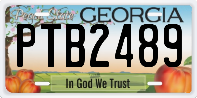 GA license plate PTB2489