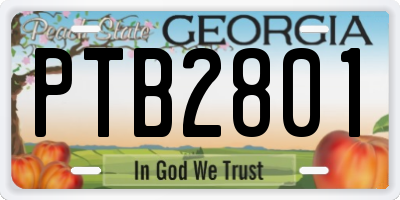GA license plate PTB2801