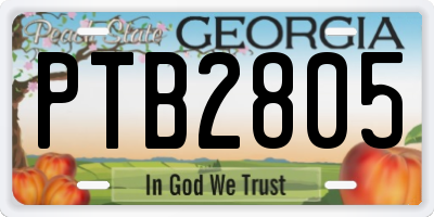 GA license plate PTB2805