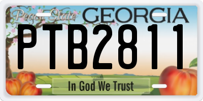 GA license plate PTB2811
