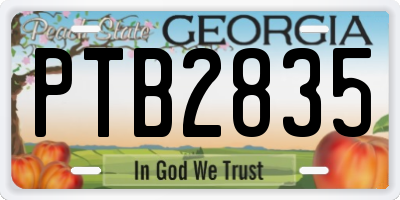 GA license plate PTB2835