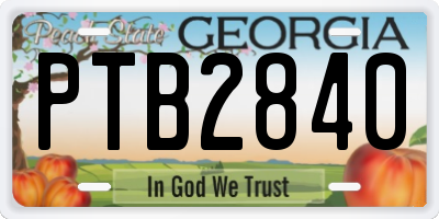GA license plate PTB2840