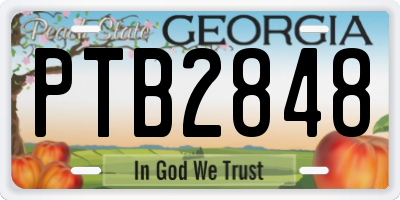 GA license plate PTB2848