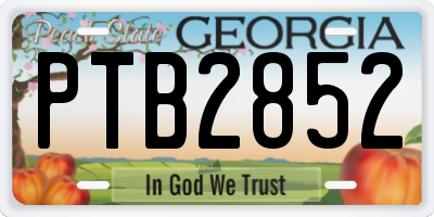 GA license plate PTB2852