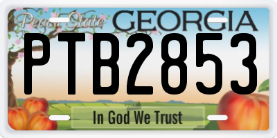 GA license plate PTB2853