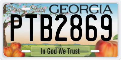GA license plate PTB2869