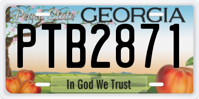 GA license plate PTB2871