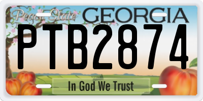 GA license plate PTB2874