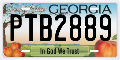 GA license plate PTB2889