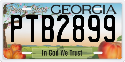 GA license plate PTB2899