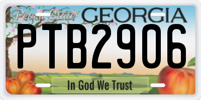 GA license plate PTB2906