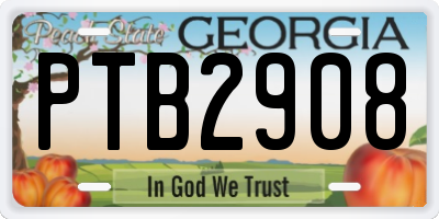 GA license plate PTB2908