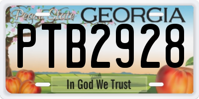 GA license plate PTB2928