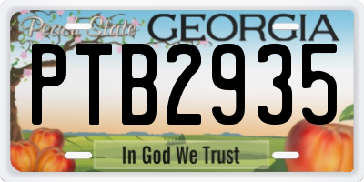 GA license plate PTB2935