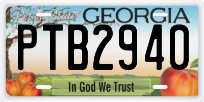 GA license plate PTB2940