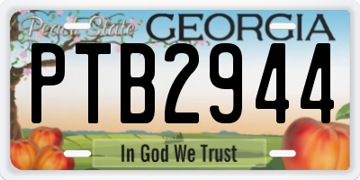 GA license plate PTB2944