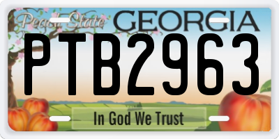 GA license plate PTB2963